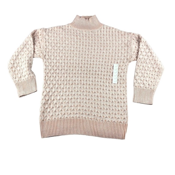 Knox Rose Womens XS Cream Orange Oversized Boxy Turtleneck Sweater, Boho - Picture 1 of 7